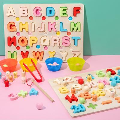 China Parent-Child Multi-Functional Interactive Wooden Toy Alphabet Cognitive Color Matching Wooden Game for sale