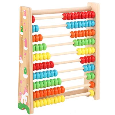 China Colorful Abacus Children's Colorful Frame Children's Number Ten Solid Wood Calculation Row Children's Enlightenment Education First for sale