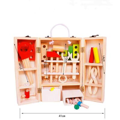 China Portable Wood+MDF Diy Toolbox Toys Wooden Game Room Children's Simulation Puzzle Toy Set Boy Repair Props First Education for sale