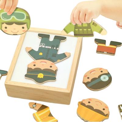 China Cartoon Toy Educational Toys Professional Changing Clothes Baby Wooden Changing Clothes Blocks Kids Cartoon Figure Dress Magnetic Puzzle for sale