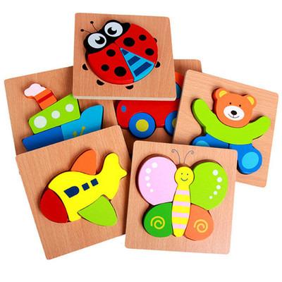 China Miraculous Wooden 3D Animals Cartoon Toy Ladybug Shape Unique Pieces Jigsaw Puzzle for Kids Baby Brain Development for sale