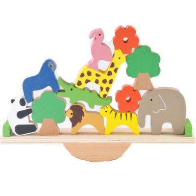 China 2021 Wooden Kid Balance Game Wooden Animal Seesaw Set Toys For Children Play Educational Toys for sale