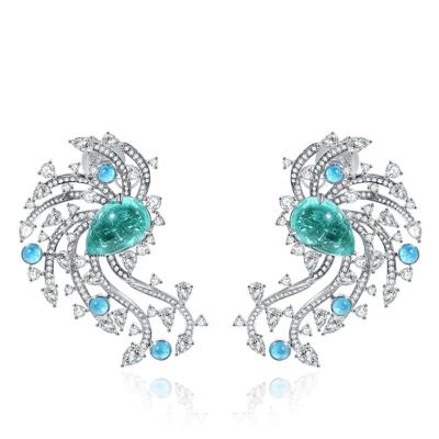 China Luxury Natural Tourmaline Earrings S925 Paraiba Sterling Silver Gemstone Earrings New CLASSIC Fine Jewelry 2022 for sale