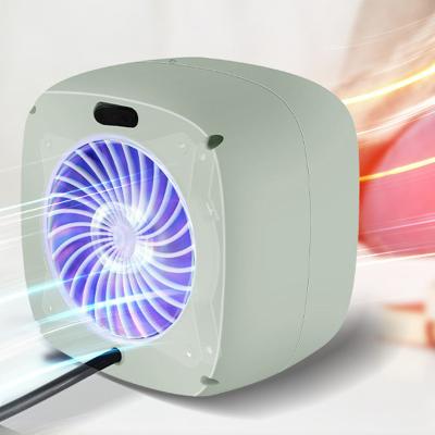 China Tip-over/automatically Interrupt 1000W 1200W Small Square Thermostat Electric Fan Ptc Heater Portable Table Fan Heater for sale