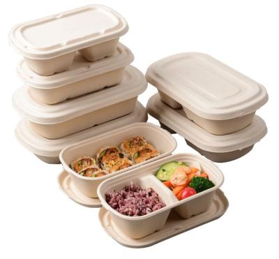 China Handmade Wholesale Rectangle Waterproof Disposable Degradable 850ml Takeout Box for sale