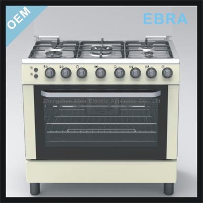 China Easy Assembled 5 Burner Stainless Steel Easy Clean Gas Stove with Oven Spare Parts for sale