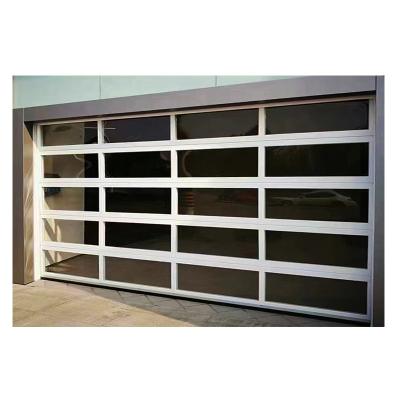 China Windproof Aluminum Alloy Frosted New Modern Black Combination Automatic Glass Garage Door For Home Best Rooms for sale