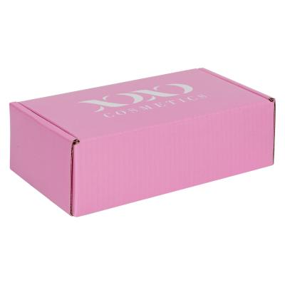 China Disposable Custom Design Luxury Pink Cardboard Corrugated Shipping Box With You Logo for sale