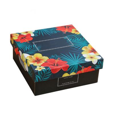 China Good Quality Recyclable High End Reusable Square Flower Printed Die Cut Paper Storage Box for sale