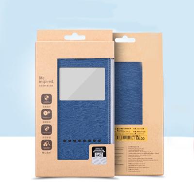 China Disposable Foldable Mobile Phone Case Recycled Clear PVC Packaging Kraft Paper Box With Window for sale