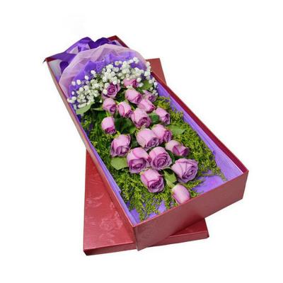 China Disposable Custom Printed Logo Cardboard High End Cylinder Long Stem Flower Box for sale