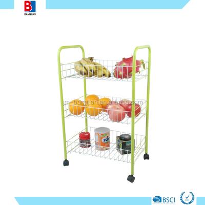 China 3 ROW METAL SUSTAINABLE KITCHEN TROLLEY WITH WHEELS for sale