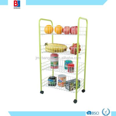 China 4 ROW METAL SUSTAINABLE KITCHEN TROLLEY WITH WHEELS for sale