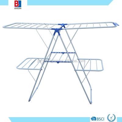 China Powder Coating 2 Tiers Folding Deluxe Iron Folding Cloth Rack for sale