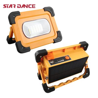 China Good Quality High Power Engineering Plastic Portable IP65 Camping ABS Waterproof Solar Flood Light For Camping With USB Charging for sale