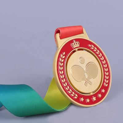 Cina Well Designed gold nickel copper medal Ping Pong Race trophy and medals die casting in vendita