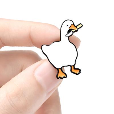 China Wholesale metal lapel Collar Pins Cute white Goose pin custom logo pin for sale