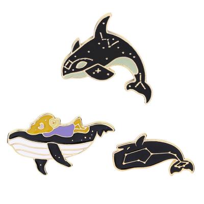 Китай Promotional Mew dolphin cartoon hard enamel lapel metal pin badge maker продается