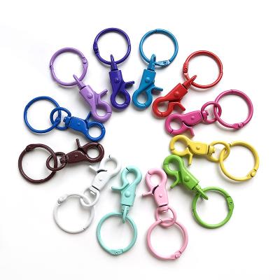 China Promotional multi color custom metal plastic key rings with swivel lobster clasp key ring for sale