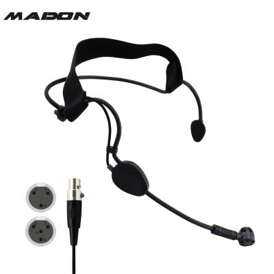 China Comfortable Mini XLR Headset Microphone WH30TQG Headset Microphone Overhead Condenser Microphone Plug In 4 Terminal Female Jack for sale