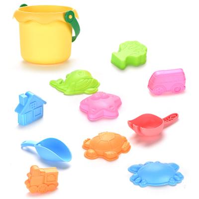 China Hot Sale 11PCS Summer Sand Play Toys Baby Kids Silicone Beach Sand Toy Soft Tool Accessories Bucket Set for sale