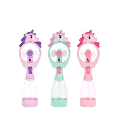 China Spray Water 2021 New Arrival 2 In 1 Summer Hot Selling Unicorn Water Spray Electric Fan Toy Toys For Children for sale