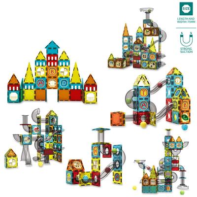 China New Arrival Magnetic Building Toy 52pcs Educational Block Toys For Children 3D Pipe Ball Track Diy Magnetic Marble Run Building Block Rod Toy for sale