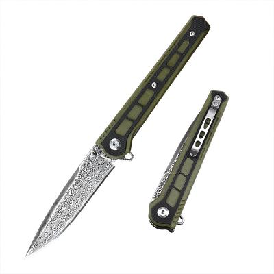 China Knife Group of Ten Handle Survival Pocket EDC Tool Self Defense VG10 Damascus Folding Camping Utility Knife for sale