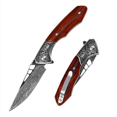 China Outdoor Tool Survival EDC Folding Tactical Military Hunting Knife VG10 Damascus Steel Camping Self Defense Pocket Knives for sale