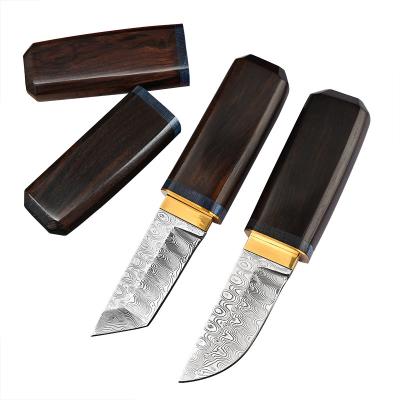 China Camping Knife Wood Handle Hunting Knives Survival Self Defense EDC Military Tool Damascus Steel Camping Fixed Knife for sale