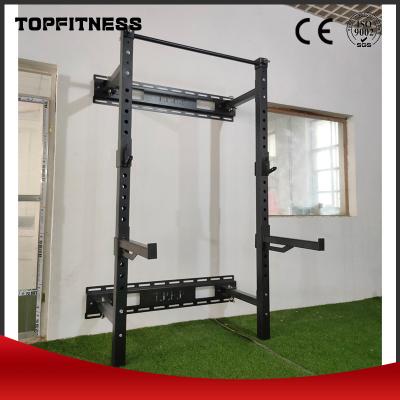 China Wall Mounted Folding Squat Rack 1250*650*2300mm for Strength Trainer Home Gym Training for sale