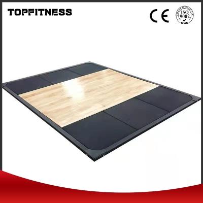 China Equipo de levantamiento de pesas de gimnasio con red de plataforma de elevación de suelo absorbente de golpes en venta