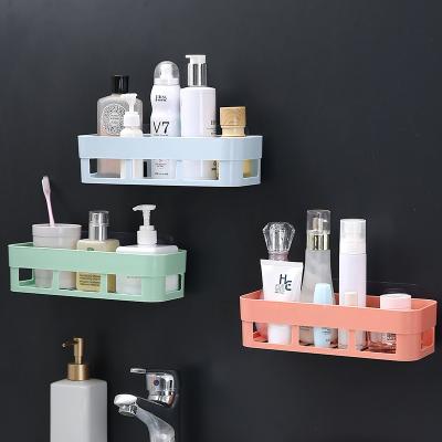 China Wall Mounted Type Plastic Bathroom Shelf Bathroom Supplies Wall Shelf Storage Rack Wash Rack NO--punch for sale