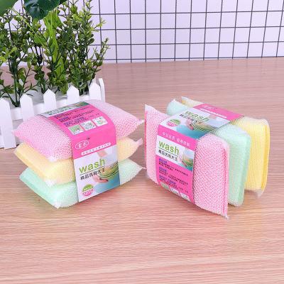 China Sustainable 3 Pack Kitchen Thickening Multi Color Wash Cleaning Sponge for sale