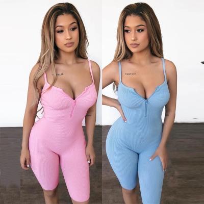 China Rose Fashion Women Summer Zipper Sports Open Overalls Shorts Suspenders Black Skinny Romper QUICK DRY Overalls for sale