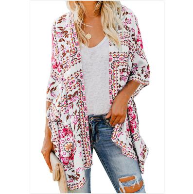 China Anti-pilling Women's Beach Loose Printed Kimono Blouse Sun Protection Summer Thin Clothing By Casual Mid Length Cardigan Wholesale for sale