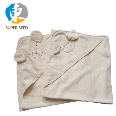 China Custom Logo QUICK DRY Baby SuperSeed AB-1237 100 Cotton Hooded Towel for sale