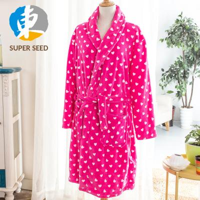 China Wholesale Breathable Indoor Robe Pink Bathrobe With Heart Logos for sale