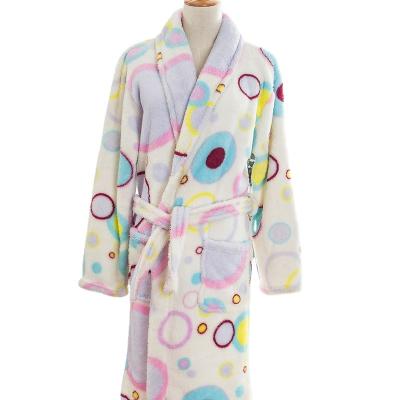 China Breathable Custom Print Fleece Coral Dressing Gown For Adult Sleepwear for sale