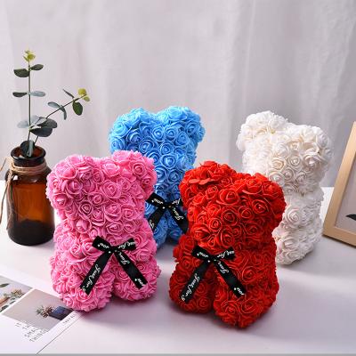 China PE Foam Rose Custom Flower Teddy Bear Rose Rose Bear Foam Flower Artificial Flower Valentines Day Gifts for sale