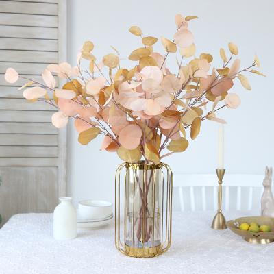 China Gift Decoration Apple Leaf Eucalyptus Forks 5 Home Hotel Wedding Decoration Factory Direct Sales Artificial Flower for sale