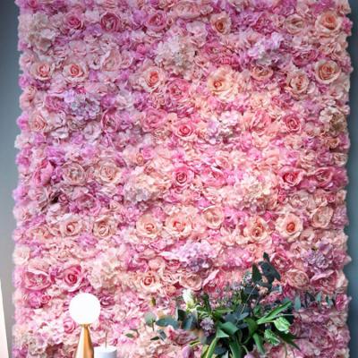 China Real Touch Wedding Decoration Indoor Colorful Artificial Wedding Flower Backdrop Ceiling Panel Flower Wall For Event Decoration for sale