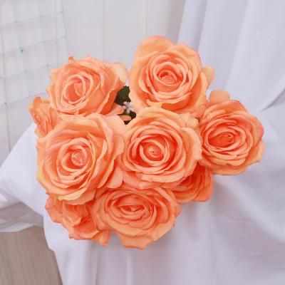 China Silk Bouquet Soft Wedding Rose Flower Bouquet Artificial Simulation Rose Bouquet For Wedding Party Home Decoration for sale