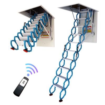 China Electric Controlled Folding Ladders One Button Attic Stairs Concealed Integrated Attic Ladder for sale