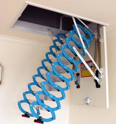 China Folding Ladders Lower Manual Folding Attic Ladder 300 Kg Loading Telescopic Stairs for sale