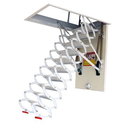 China Folding Ladders Factory Direct Supply Steel Roof Folding Ladder Manually Pull Down Attic Stairs for sale