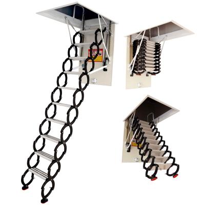 China Folding Scissor Ladders Indoor Attic Ladder Telescopic Aluminum Attic Stairs for sale