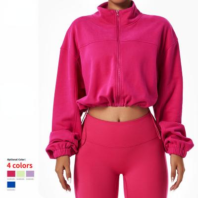 China Wholesale Logo Women High Quality Sports Custom Sweat-Wicking Gym Workout Training Zipper Jacket Sportswear Yoga Running Sweatshirt for sale