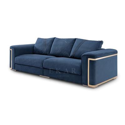 China Hot Selling Modular Modern Flagship Blue Velvet Loveseat Couch Living Room Sofa Chesterfield Sofa for sale