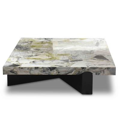 China Customized 2021 New Design Color Italian Square Table Center Coffee Table Set Luxury High End Marble Top Side Table for sale